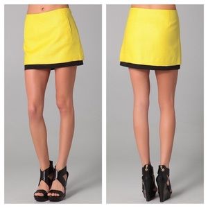 Diane Von Furstenberg Yellow Mini Skirt with Black Trim